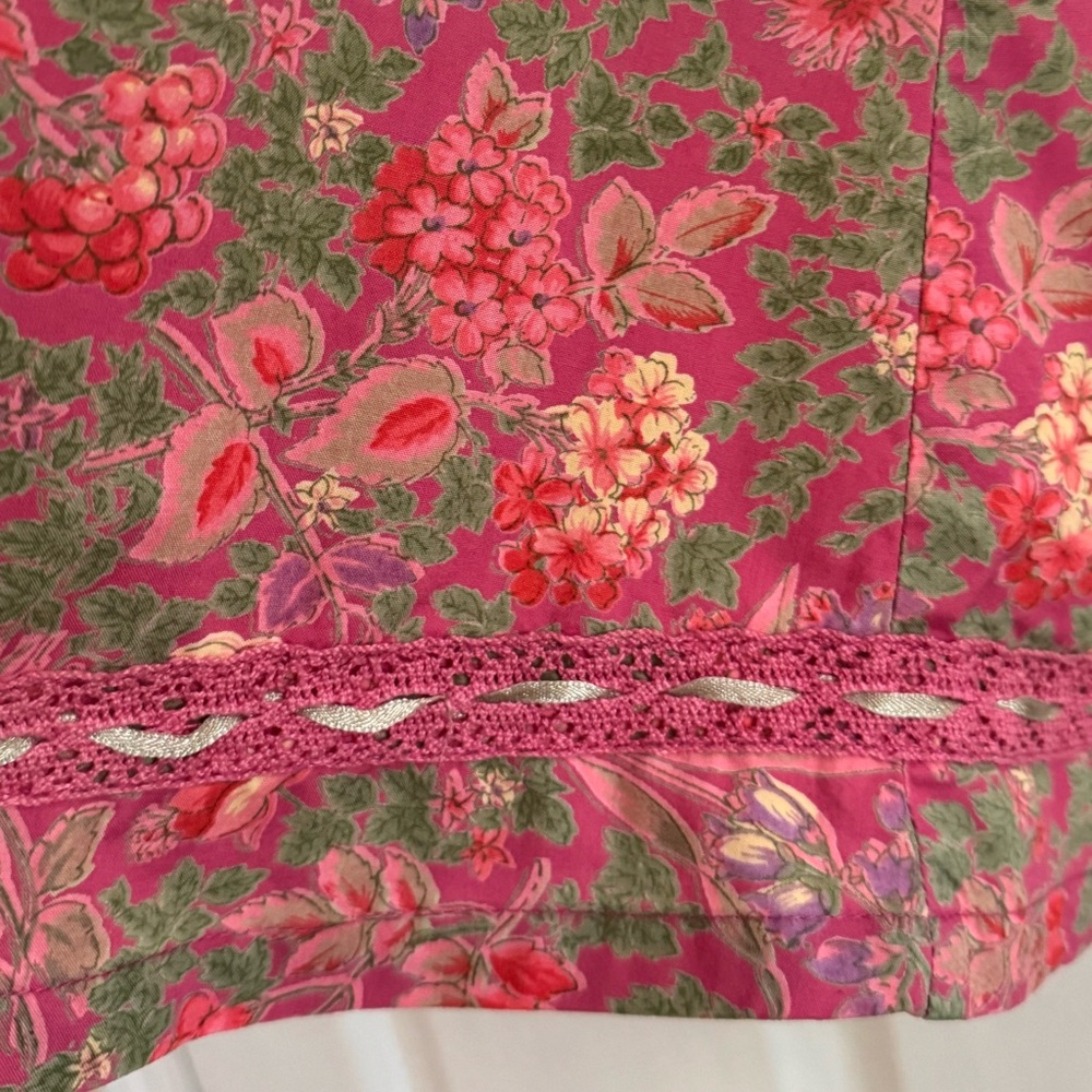 April Cornell Pink and Green Floral Dress and Bloomers, Baby Girl 12-18mos - Picture 3 of 10
